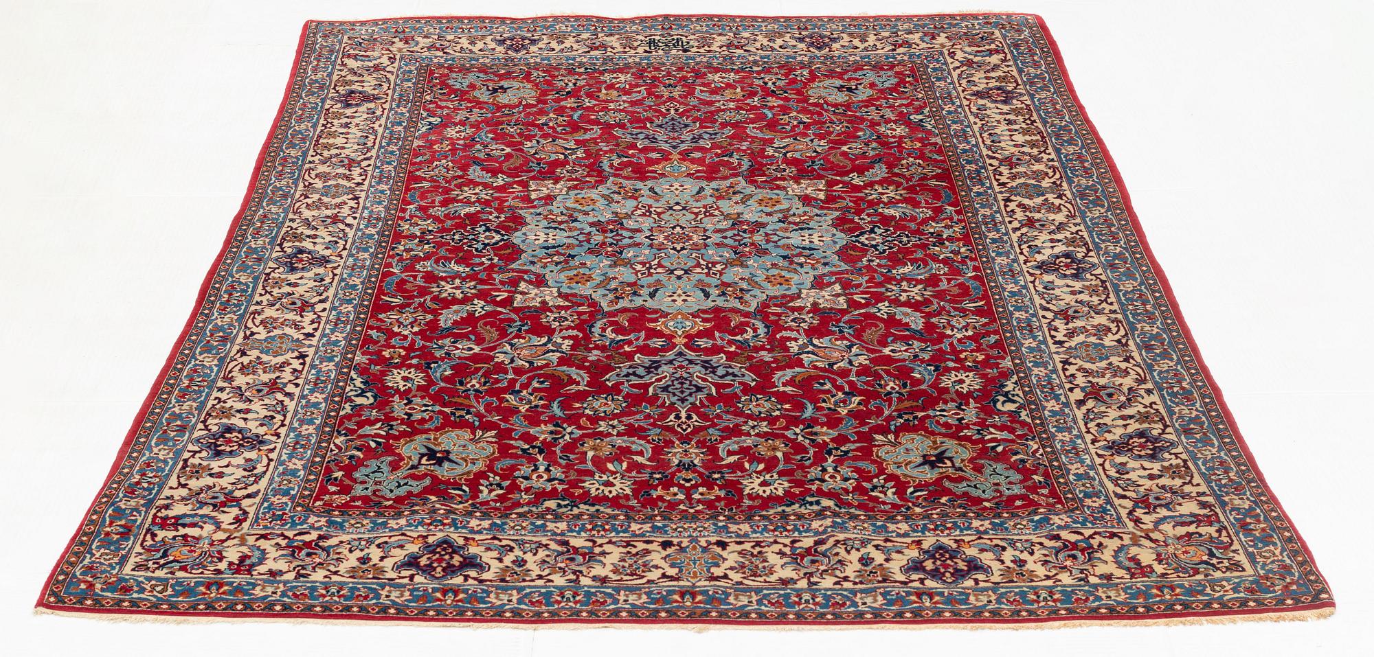 A rug, semi-antique, Nain Tuteshk, signed Sadegh Naini, ca 214 x 148 cm.