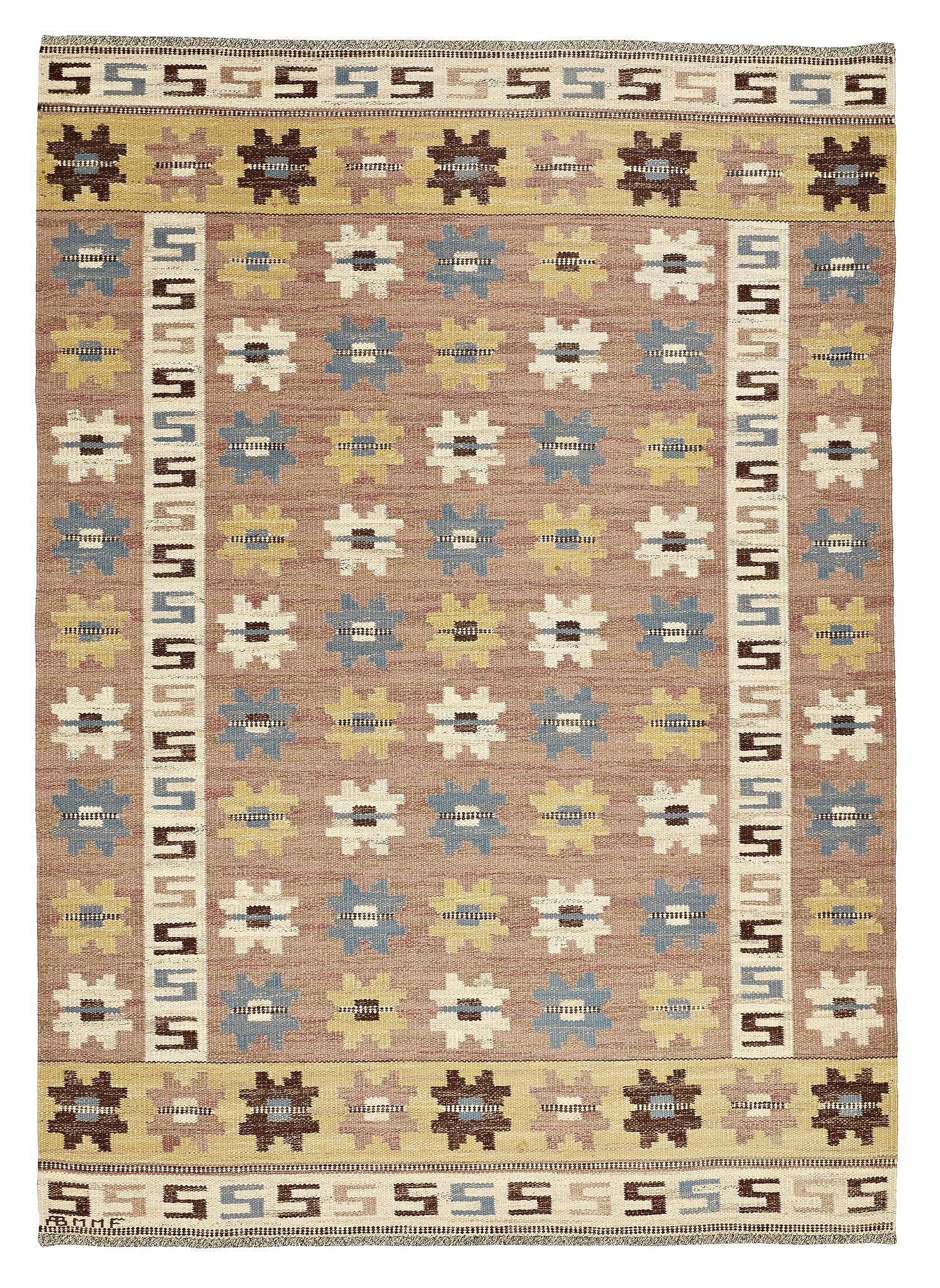 Märta Måås-Fjetterström, A CARPET, "Kryptans matta" ("Sipporna"), flat weave, ca 252,5 x 178,5 cm, signed AB MMF.