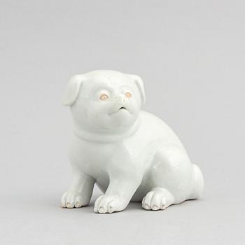 A Japanese Hirado ware figure or water dropper in the shape of a dog, 20th Century or older.