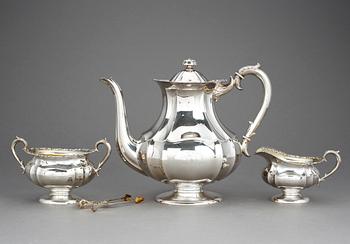 KAFFESERVIS, 3 delar, silver, Finland 1966. Total vikt ca 1000 gram.