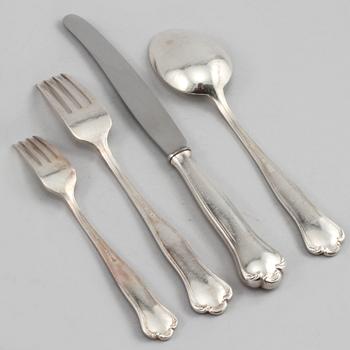 BESTICKSERVISDELAR, 24 st, silver, Hallberg, omkring 1900-talets mitt. Total vikt 1380 g.