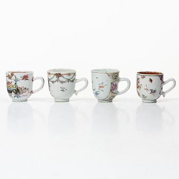 A group of 12 famille rose cups, Qing dynasty, Qianlong (1736-95).