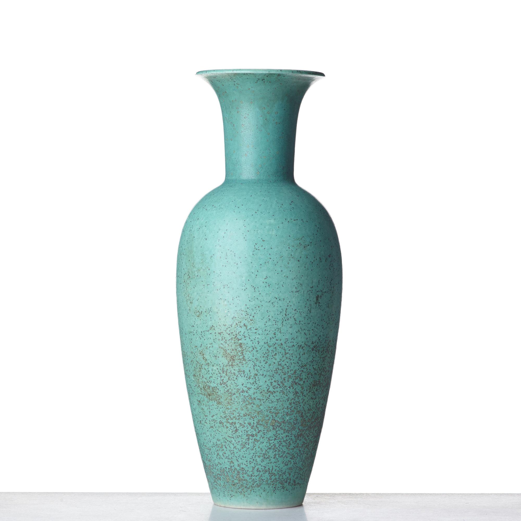 Gunnar Nylund, a mid 20th century bird's egg glazed stoneware floor vase, Rörstrand, Sweden.