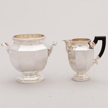 TE JA KAHVI KALUSTO, hopeoitu, Christofle, Ranska 1900-luvun puoliväli.