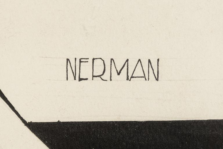 Einar Nerman, tuschteckning, signerad Nerman.