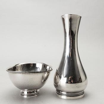 Eric Löfman, skål samt vas, silver Uppsala 1982/86.