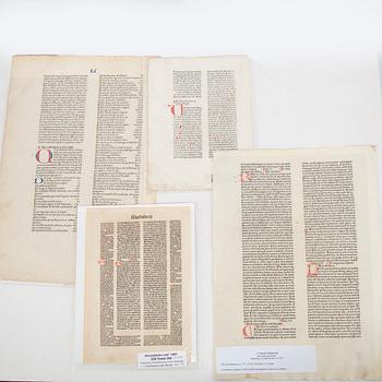 Blad ur schweiziska och tyska inkunabler samt tryckta blad, 1400-tal.