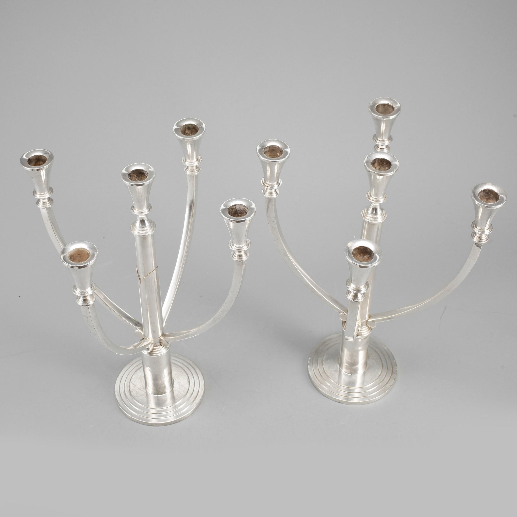 KANDELABRAR, ett par, nysilver, "Hotel", WMF Württembergische metallwarenfabrik, ca 1980.