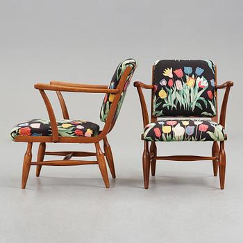 Josef Frank, two similar mahogany armchairs, Svenskt Tenn, model 638.