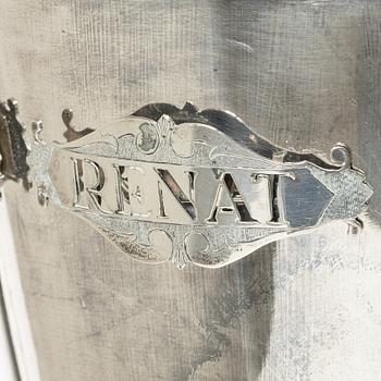 Brännvinscistern, nysilver, DA Kjernås Nysilfverfabrik, Göteborg.