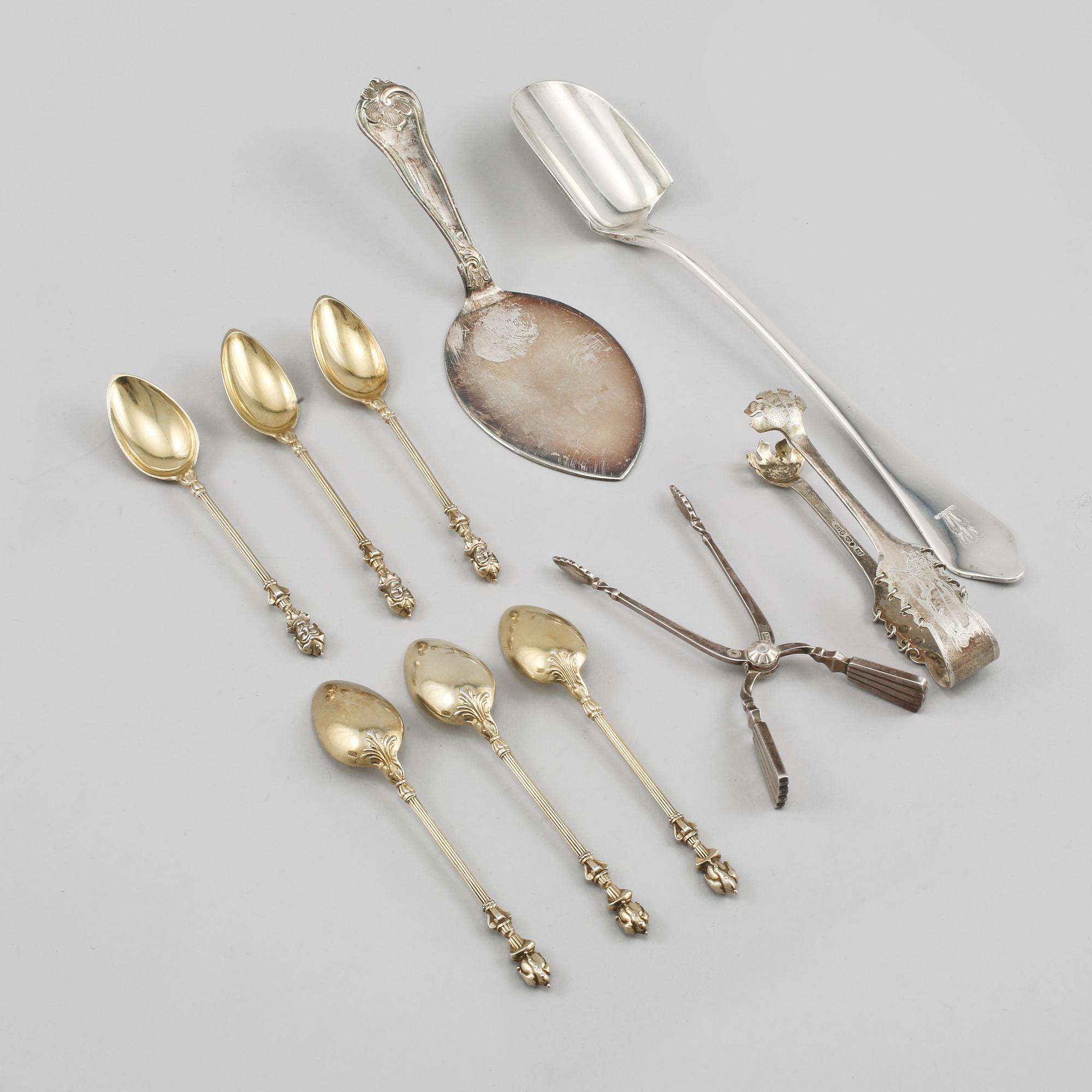 PARTI SILVER, 10 delar, bl a Danmark, 1900-tal, vikt 273 g.