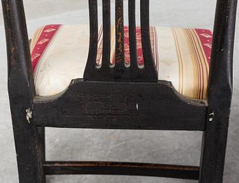 A pair of late Gustavian chairs, circa 1800.