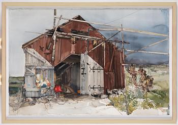 Lars Lerin, Fisherman's cabin, Lofoten.