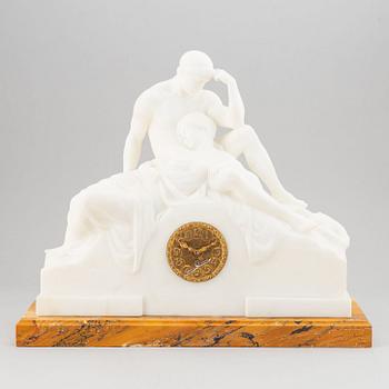An alabaster mantle clock from the second half of the 19th-century.