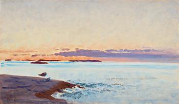 Bruno Liljefors, Coastal scene with seagulls.