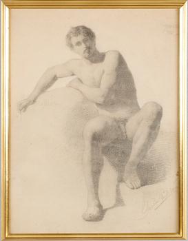 SEVERIN NILSSON, kolteckning, signerad och daterad 1869.