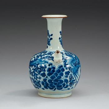 A blue and white kendi, Qing dynasty, 17th Century.