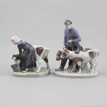 FIGURINER, 2 st, porslin, Christian Thomsen, Royal Copenhagen, 1900-tal.