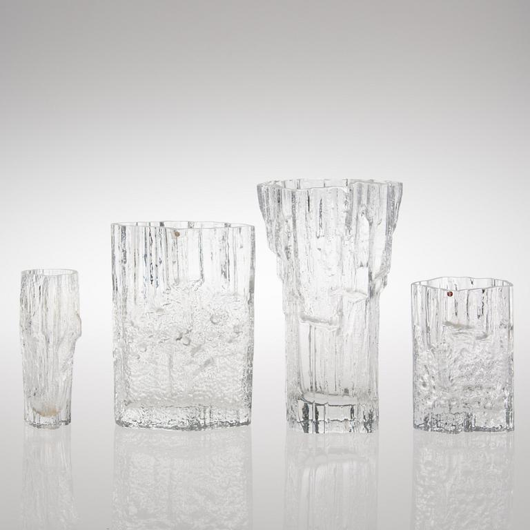 Four glass vases, Iittala, 1960s/1970s.