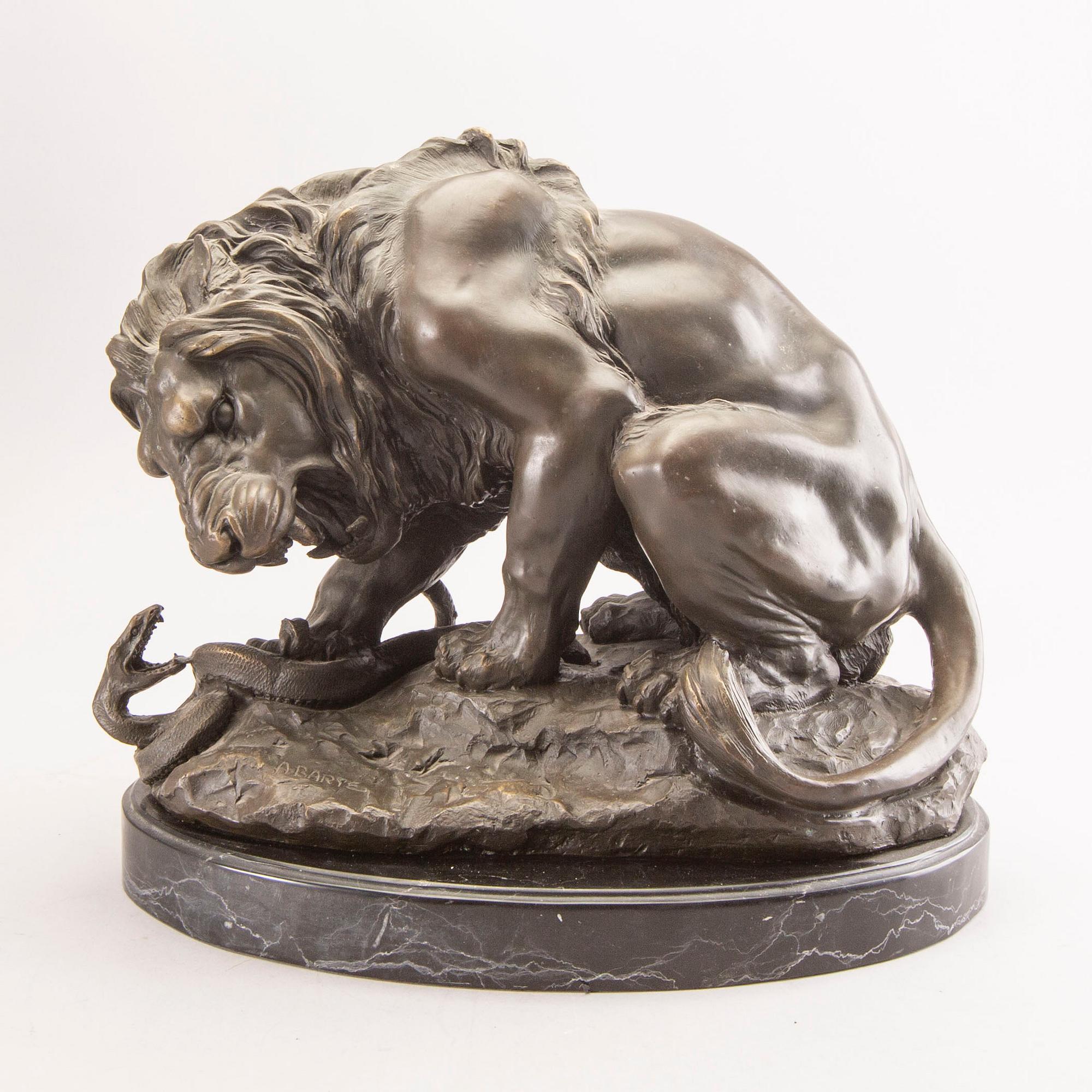 Antoine Louis Barye, after signed bronze sculpture.