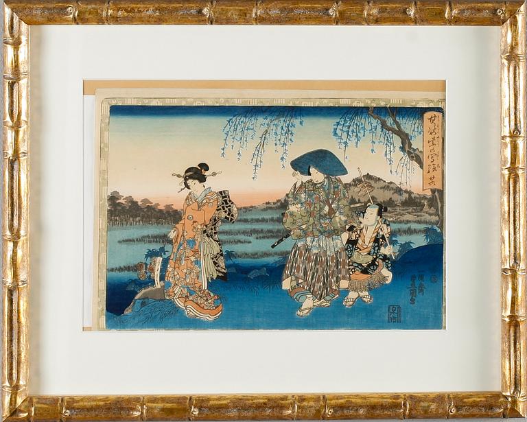 OKÄND KONSTNÄR, träsnitt, Japan, 1800-talets andra hälft.