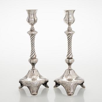 A pair of silver candelsticks, Moscow 1874.