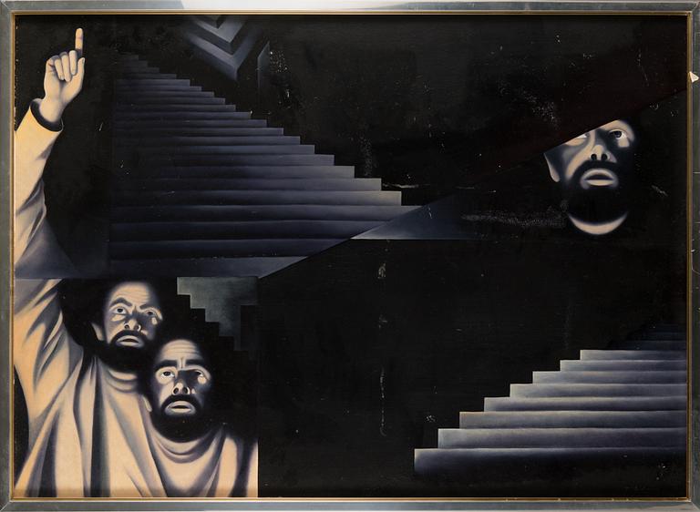 Totte Mannes, oil on board, signed.