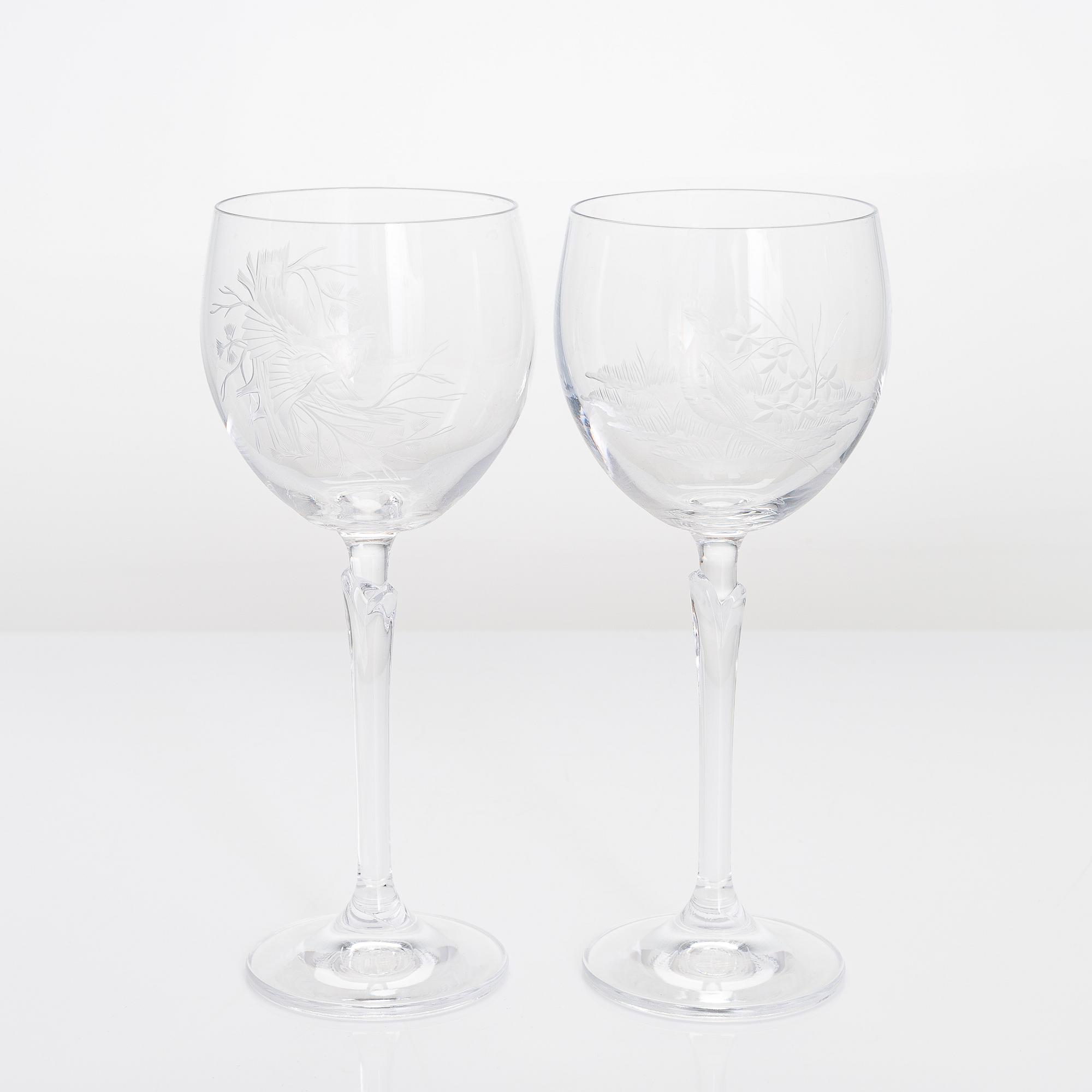 Drinking glasses, 21 pcs, with animal motifs, possibly Germany, late 20th century.