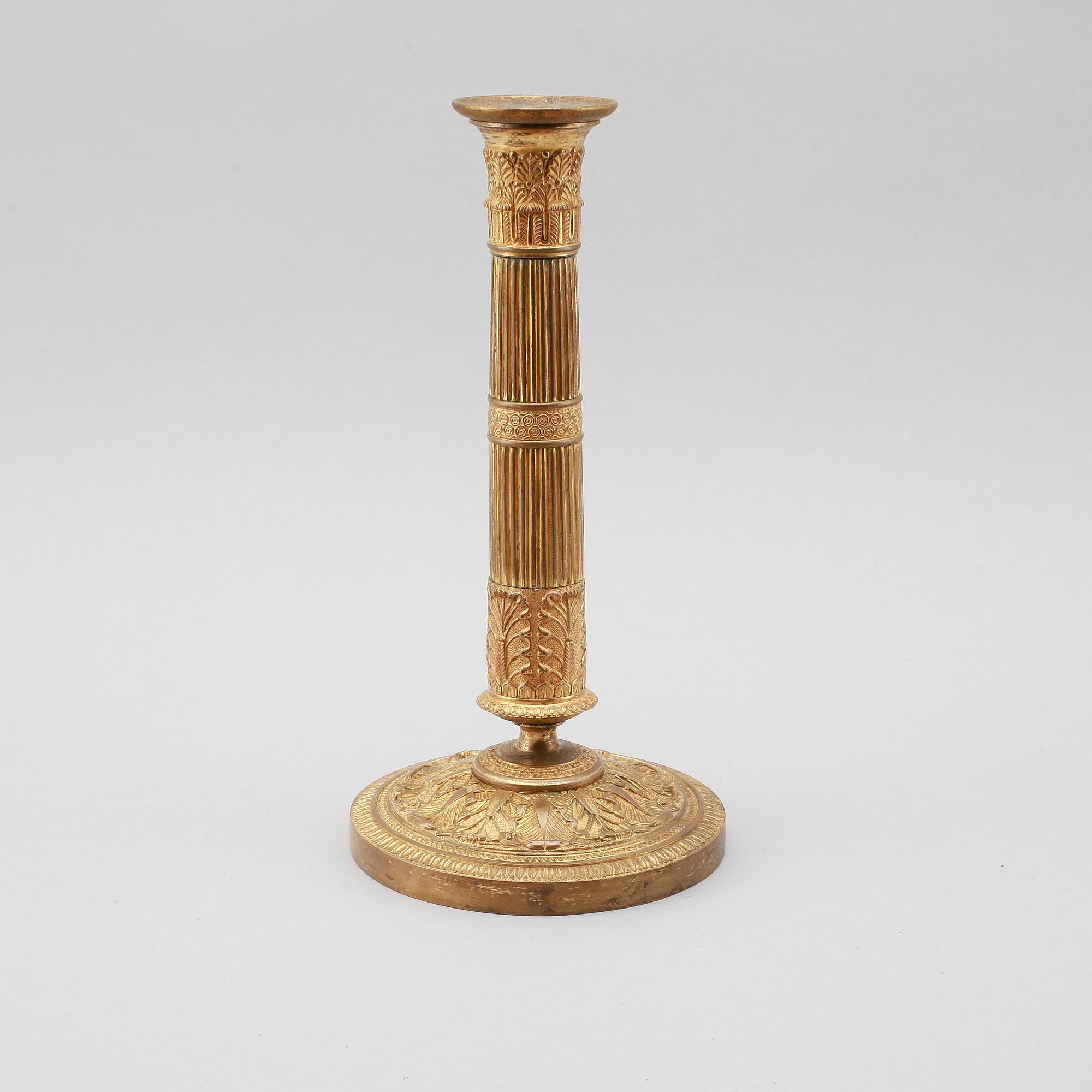 LJUSSTAKE, förgylld, empire, tidigt 1800-tal.