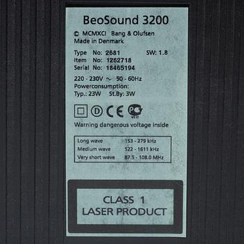 Bang & Olufsen, stereo system, “BeoSound 3200”, and a pair of speakers, “Beolab 4000”, early 2000s.