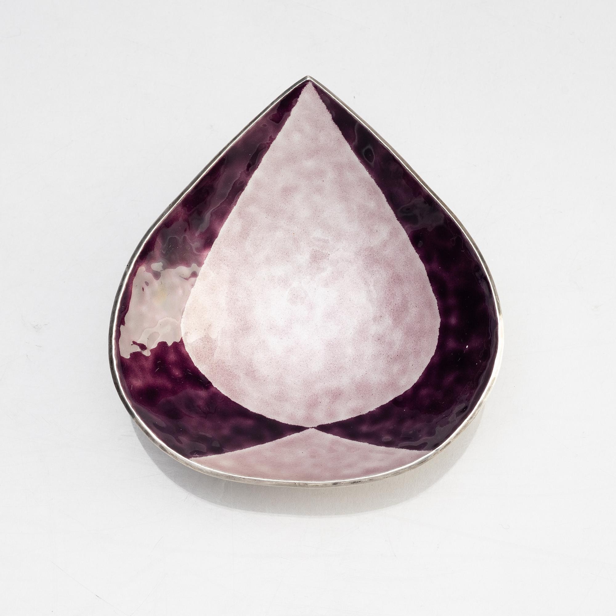 A sterling silver and enamel bowl, design Barbro Littmarck,  W.A. Bolin, Stockholm 1957.