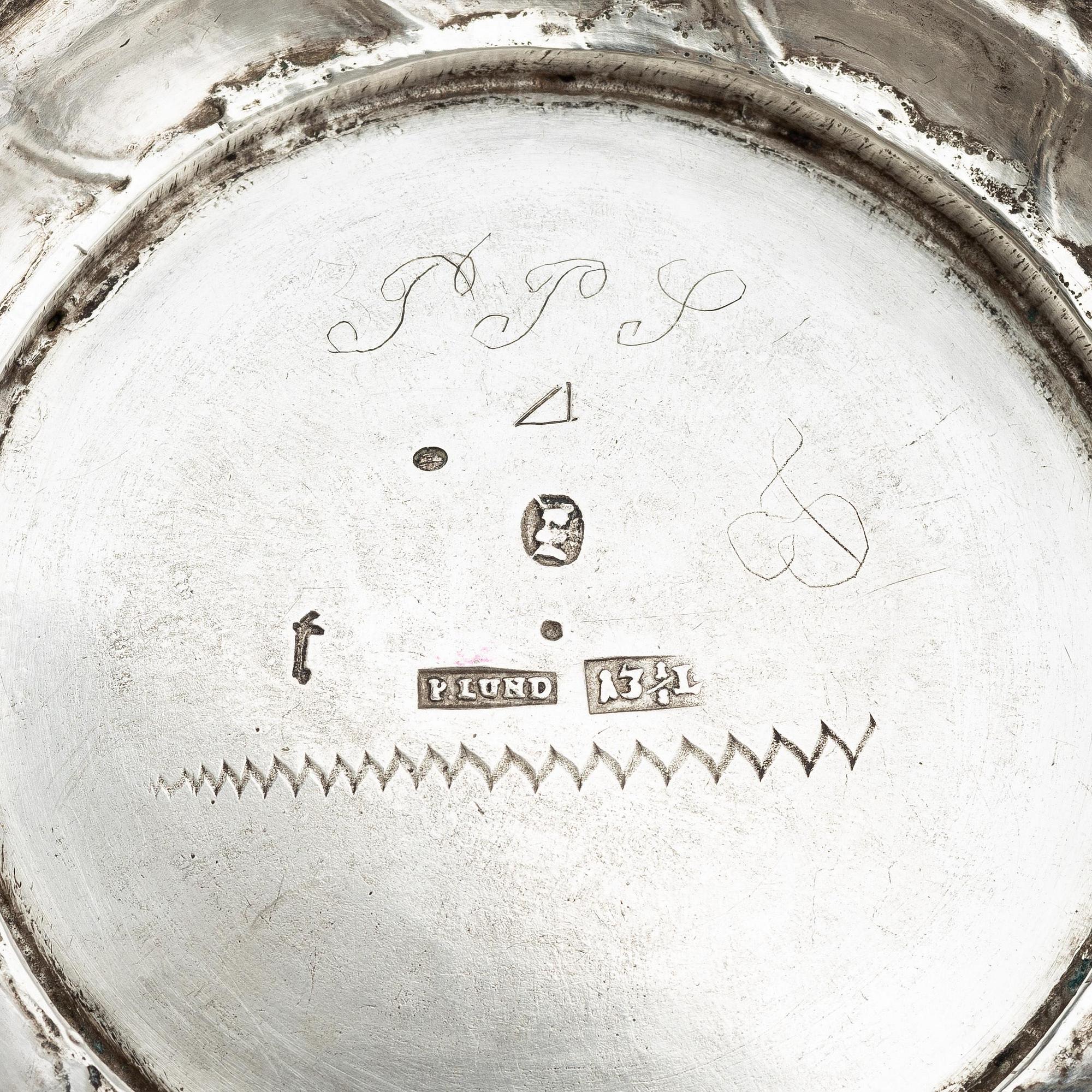 Petter Lund, bägare, delvis förgyllt silver, Stockholm 1755. Rokoko.
