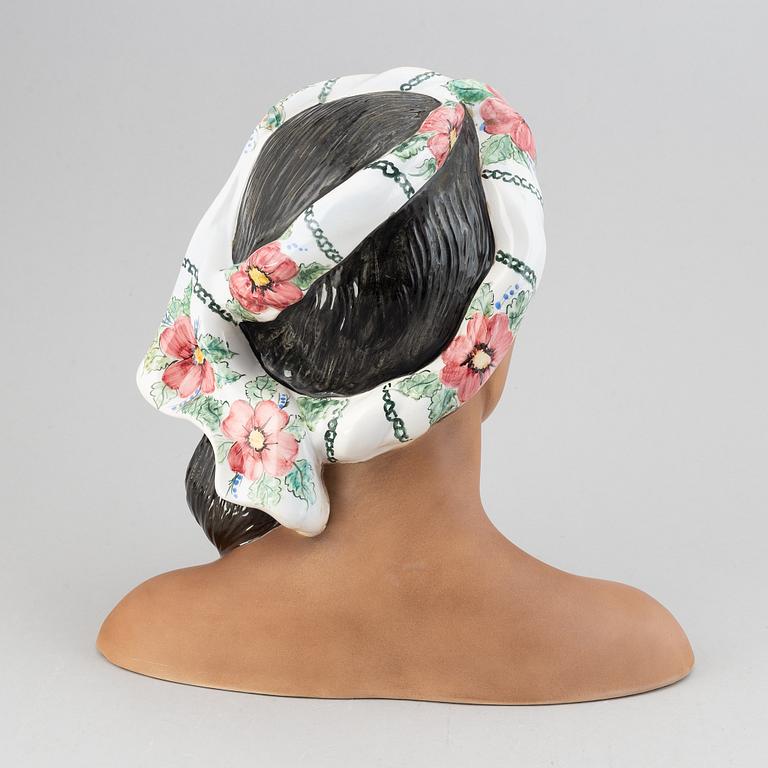 Le Bertetti, a "Hawayana" ceramic bust, Torino, Italy 1950's, N. 69.