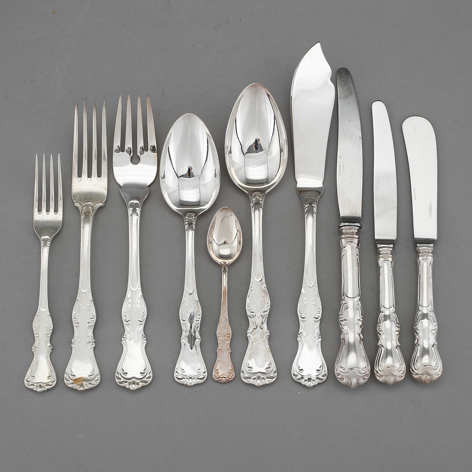 BESTICKUPPSÄTTNING, 95 delar, silver, "Prins Albert", GAB Stockholm, 1970-71. Total vikt 4405 g.