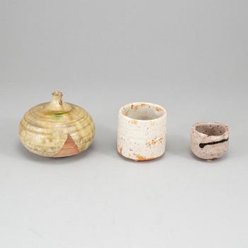 Vaser, 3 st, glaserat stengods, Japan,