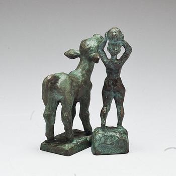 SIGGE BERGGREN, skulpturer, 2 st. Brons, signerade.