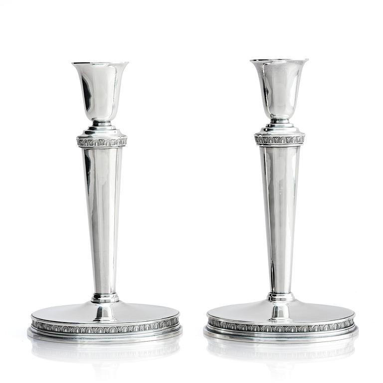 Eric Råström, a pair of silver candlesticks, company CG Råström, Stockholm 1974.