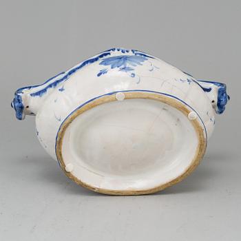 An 18th Century faience tureen with cover,  Stralsund.