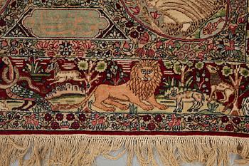 A rug, antique Kerman Laver figural, ca 209,5-211 x 131-133,5 cm.