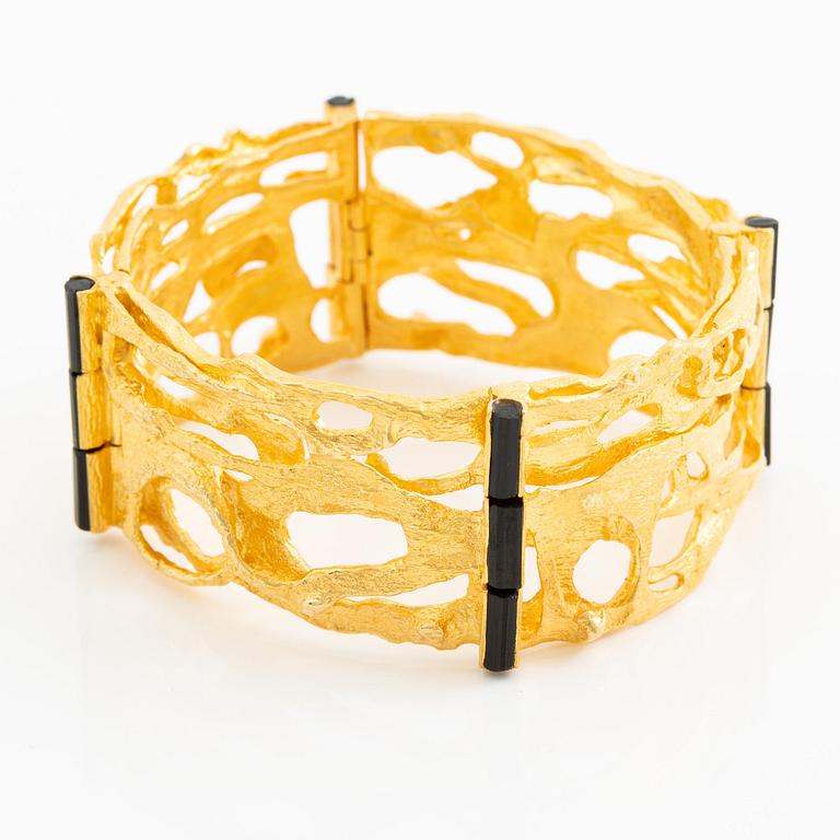 Björn Weckström, bracelet, "Offereld", 18K gold with tourmaline sticks, Lapponia 1972.