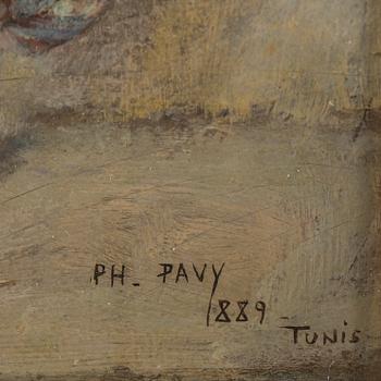 PHILIPPE PAVY, attributed to oil on panel, signed and dated Tunis, 1889.