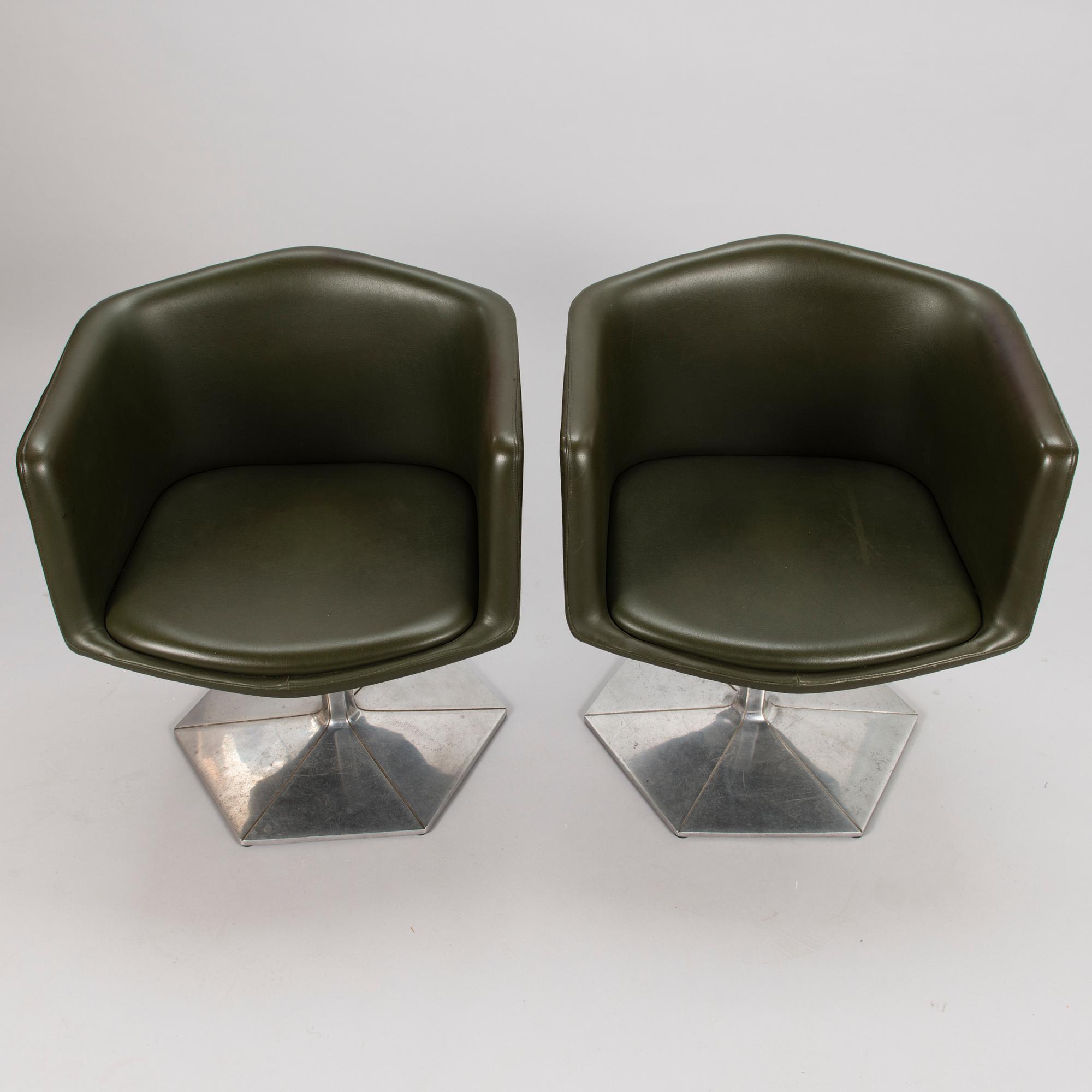 VOITTO HAAPALAINEN, fåtöljer, ett par, "Prisma" Martela 1970-tal.