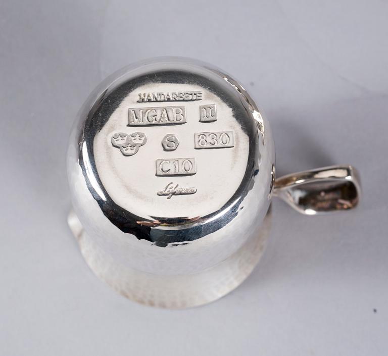 KAFFESERVIS, 4 delar, silver, Eric Löfman, Mgab, Uppsala. 1976-77. Total vikt ca 780 g.