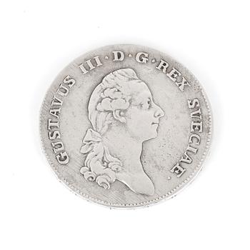 RIKSDALER, silver, Gustav III 1782. Vikt ca 29 gram.