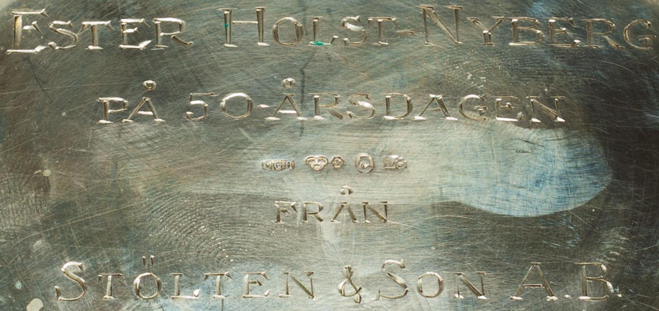 PARTI SILVER, 7 st. Bland annat C G Hallberg, Stockholm, 1937. Vikt ca 548g.