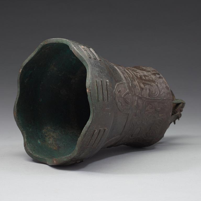 A bronze temple bell, Ming dynasty (1368-1644).