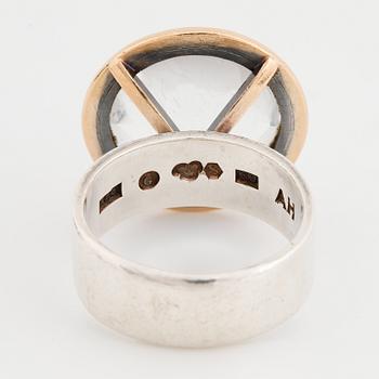 Anders Högberg, silver and rock crystal ring, Göteborg, 1968.