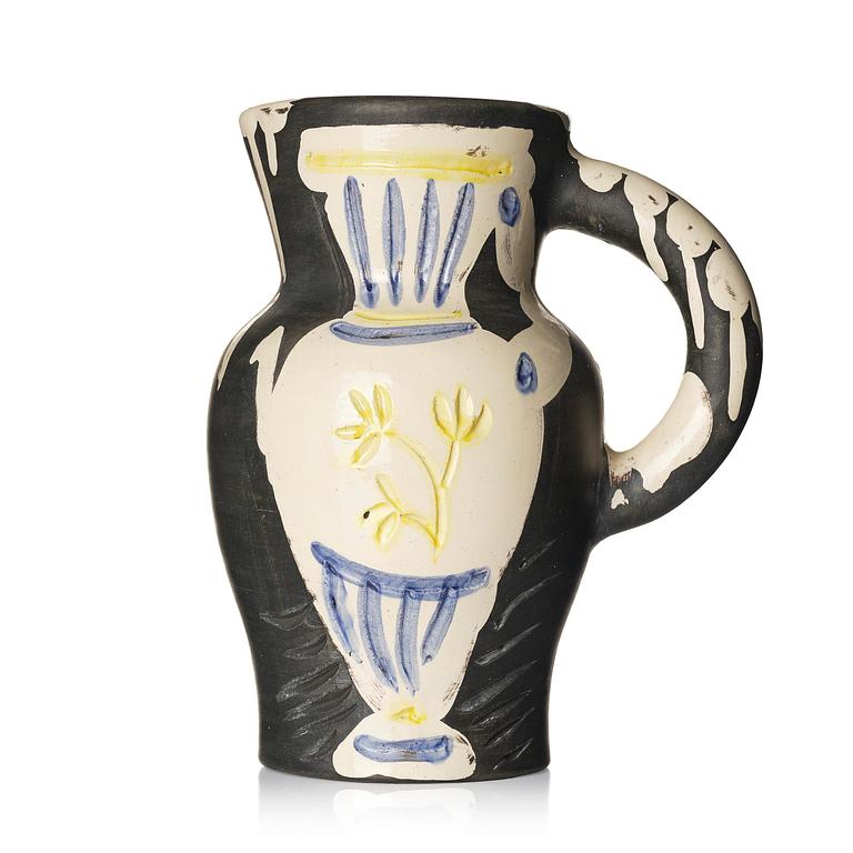 Pablo Picasso, kanna, fajans, "Pichet au vase" (A.R. 226), Madoura, Vallauris, Frankrike, efter 1954.
