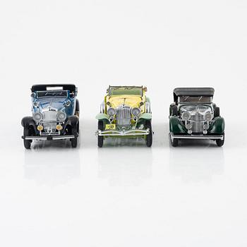 Seven die cast model cars, Franklin Mint.