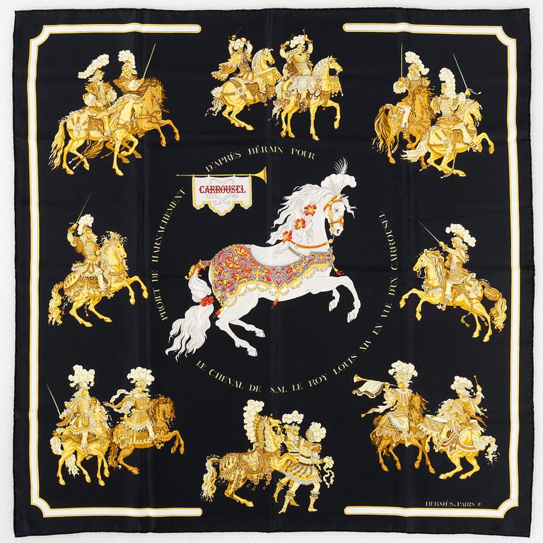 Hermès, a 'Carrousel' twill silk scarf.